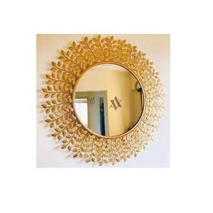 High Quality Round Shape Aluminium Wall Decorate gold color Mirror for bedroom  living room wall decoration