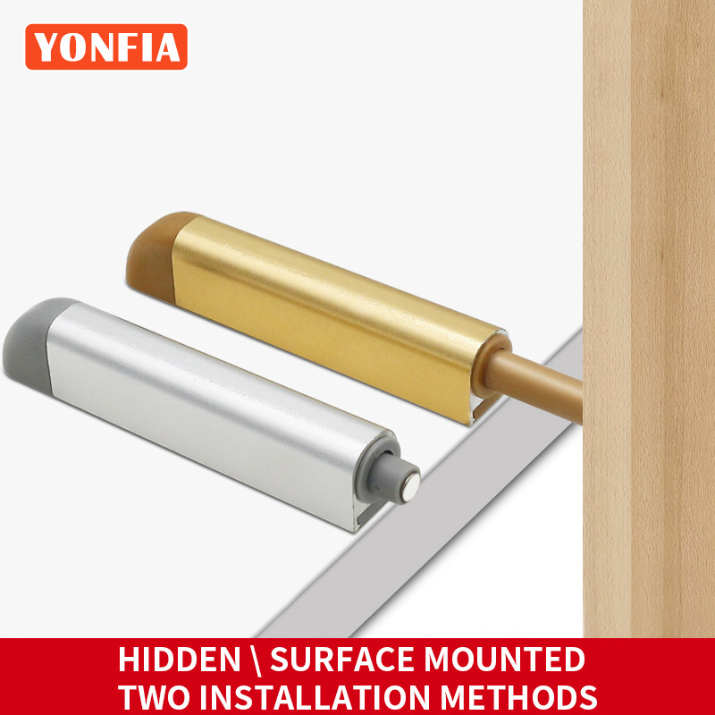 YONFIA 9033 Aluminium Magnetic Door Damper Buffers Kitchen Cabinet Catches Door Stop with Srews Push to Open For Home Furniture