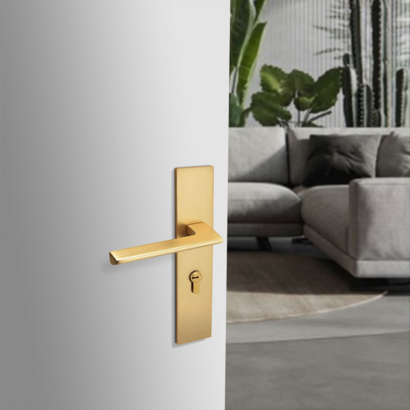 Yonfia A088P11 rts New Design luxury brushed brass door handle lock interior gold aluminium door handles