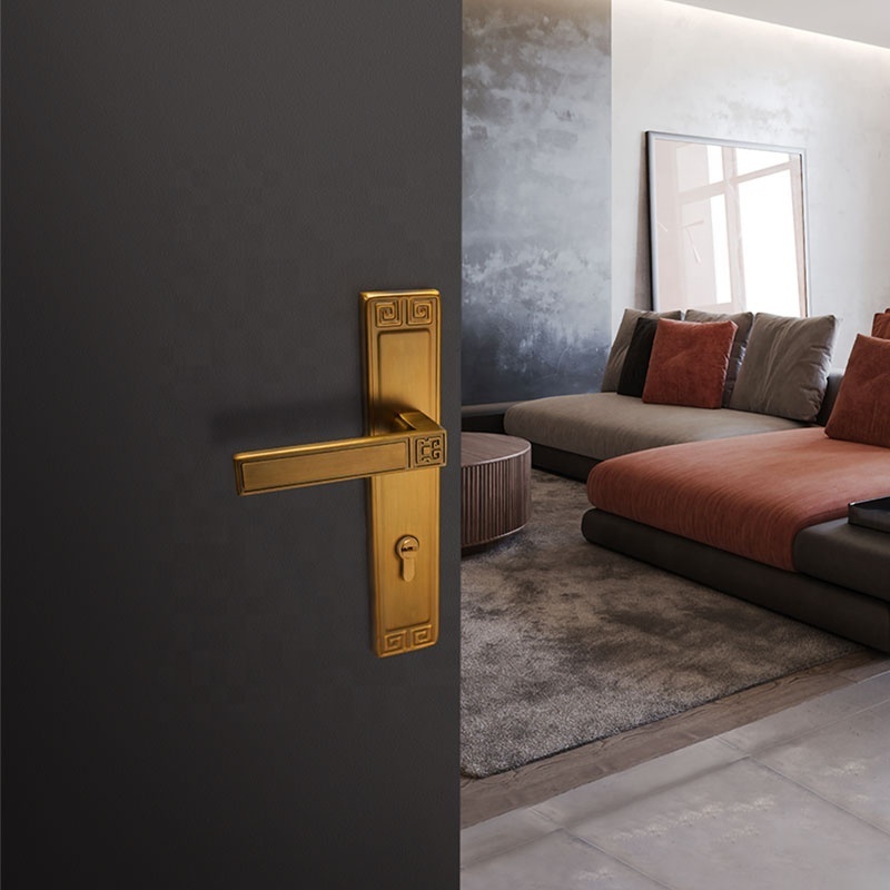 Yonfia A8201P26 rts bedroom modern door handle locks Luxury Yellow antique bronze aluminum door lever handle