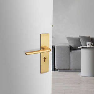 Yonfia A8188P11 rts New Design aluminum alloy door handle luxury brushed brass door poll handle gold on plate