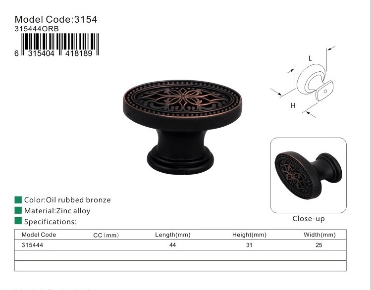 2020 Oil rubbed bronze cupboard pull handle wandrobe kitchen handle knob