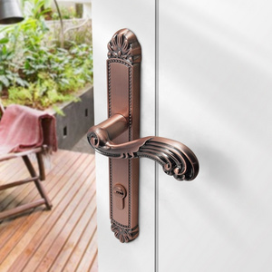 YONFIA 8206P38 traditional antique bronze home solid zinc alloy exterior door handle house garden lever door lock handle