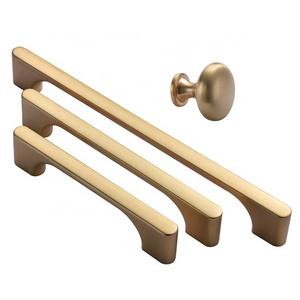 YONFIA 3704RTS wholesale brushed brass modern zinc alloy wardrobe pull furniture gold kitchen cabinet drawer handle pull knob