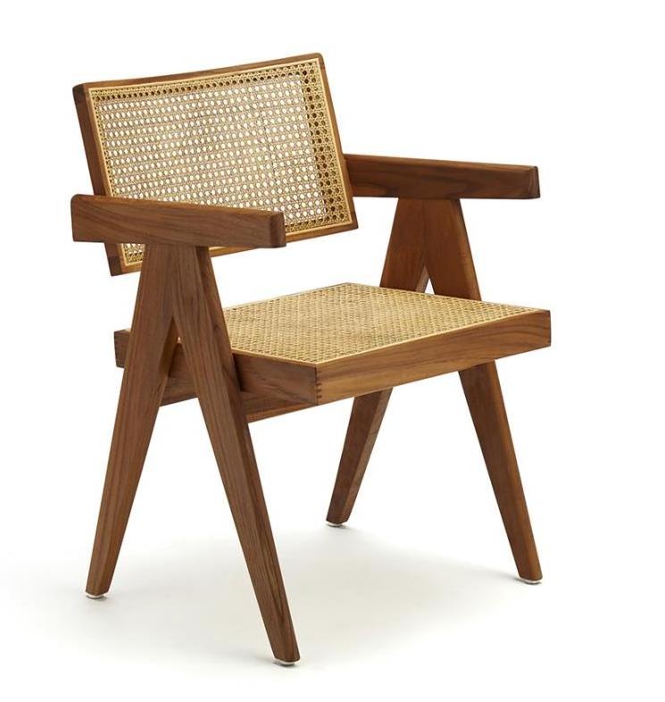 Wholesale Designers Wooden Chair Rattan Seat Back Home mid century Dining Nordic wave Rattan Folding chair chairs for hotel