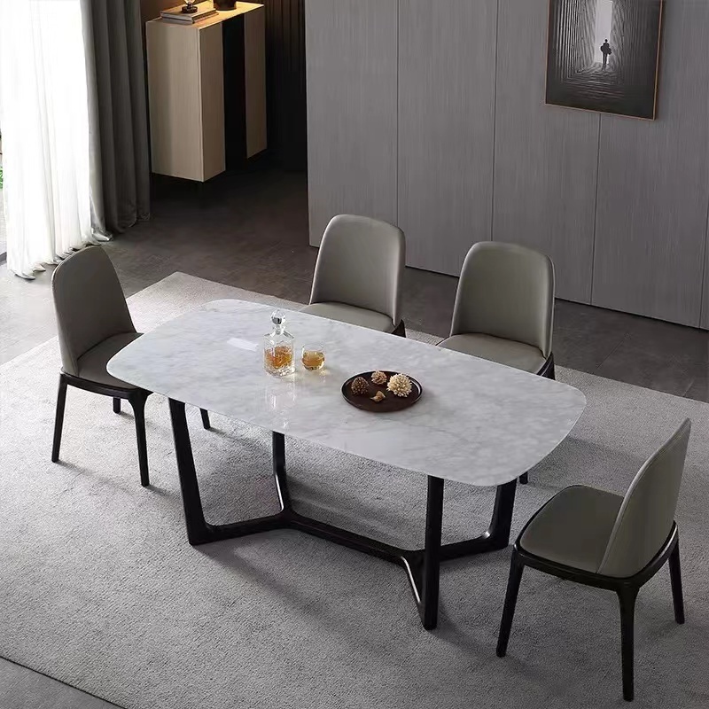 Foshan Furniture Round Square Marble Dining Table Contemporary dining table Luxury for 6 person tables and chairs for restaurant