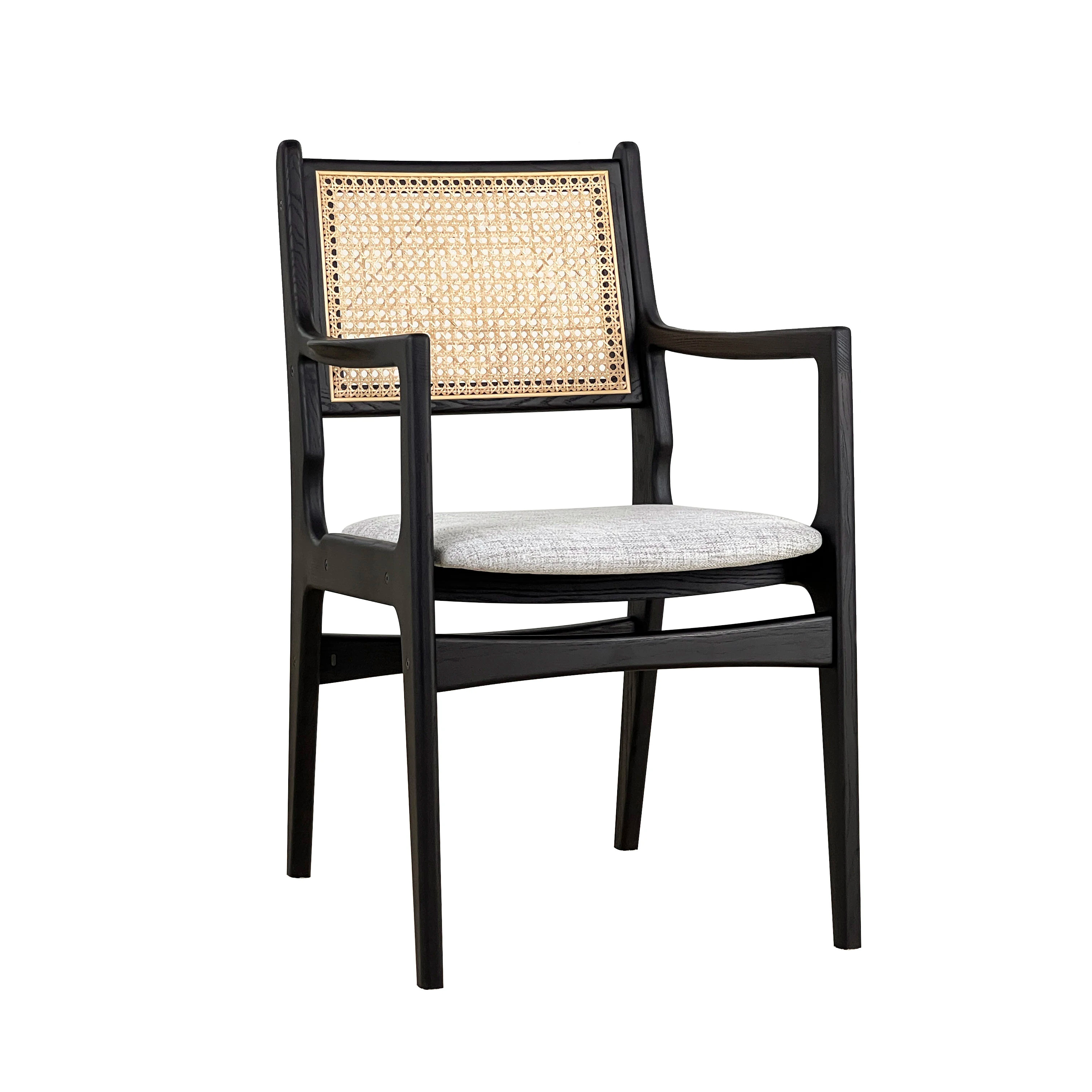 wabi-sabi Ash Dining chair  wooden chair Silla  Rattan Back Modern Vintage Dininng room chairs