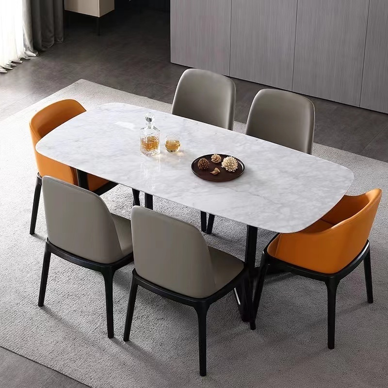 Foshan Furniture Round Square Marble Dining Table Contemporary dining table Luxury for 6 person tables and chairs for restaurant