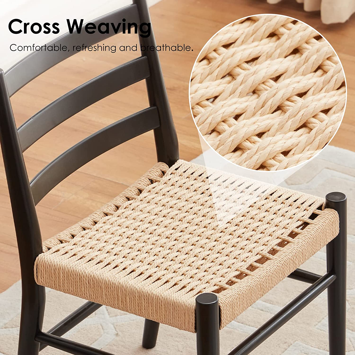 Silla solid ash wood frame dining chair classic design armrest woven chair rope seat for restaurant wooden chair