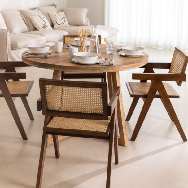 Wholesale Designers Wooden Chair Rattan Seat Back Home mid century Dining Nordic wave Rattan Folding chair chairs for hotel