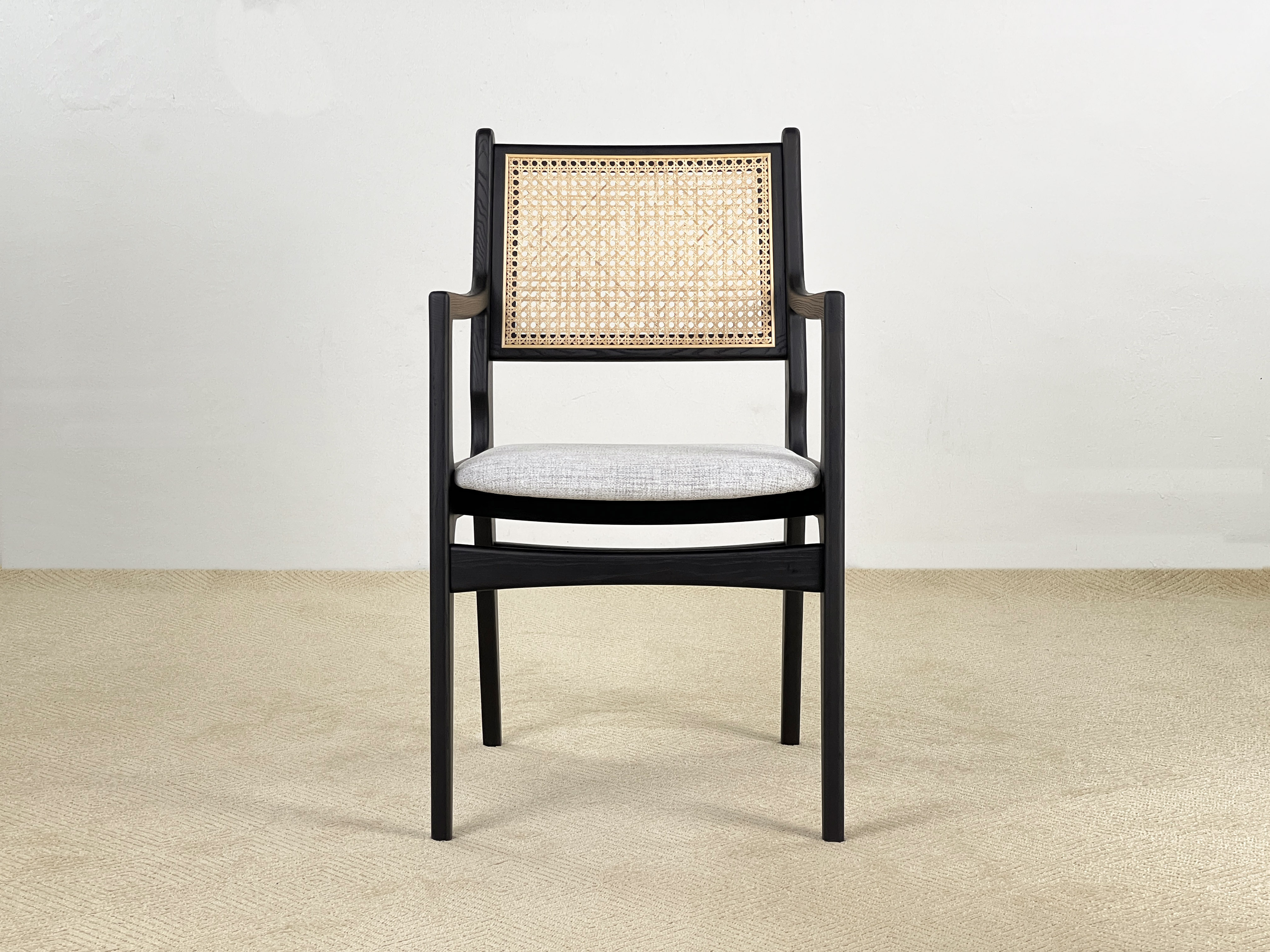 wabi-sabi Ash Dining chair  wooden chair Silla  Rattan Back Modern Vintage Dininng room chairs