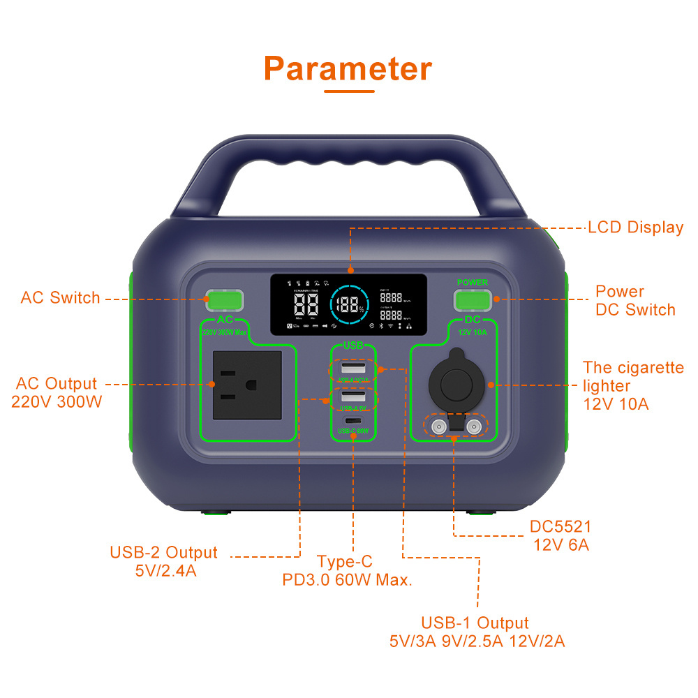 Customized Portable Home Backup 300W 220V Power Station Generator With 60W Solar Panels