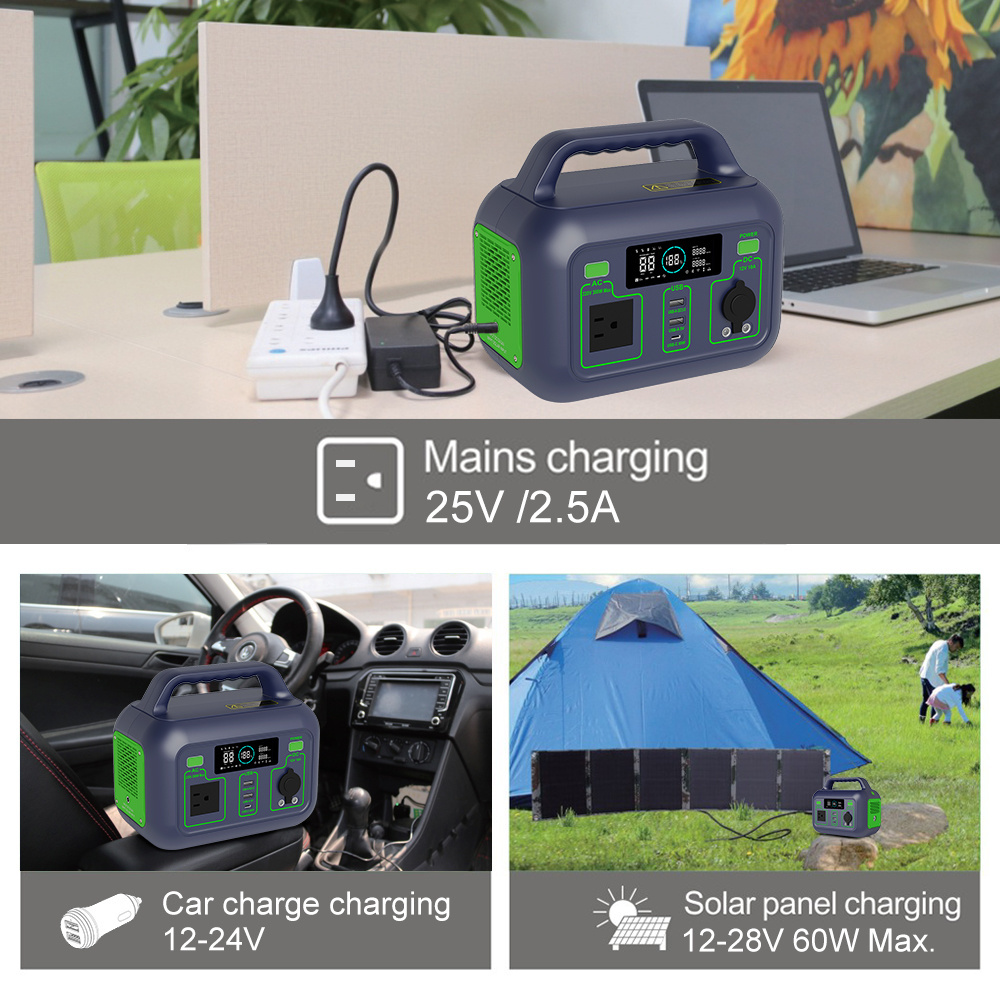 Customized Portable Home Backup 300W 220V Power Station Generator With 60W Solar Panels