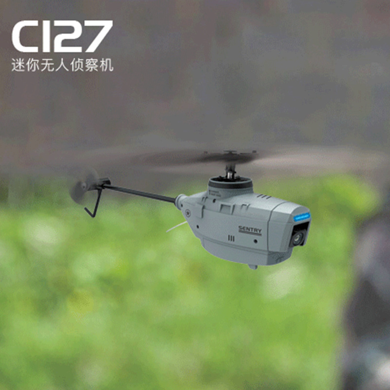 2.4ghz Rc Drone 720p Camera Wifi Sentry Helicopter C127 Wide Angle Camera Single Paddle Without Ailerons Drone Rc Toy