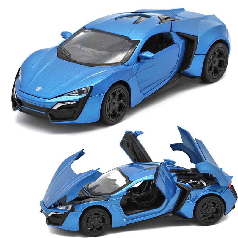 QY Hot selling high quality 1:32 car model new fast and furious  blue sports car simulation die-casting metal toy car model