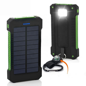 Factory High Capacity Solar Charger 20000mAh with Compass Strong Camping Light Outdoor Waterproof 20000mAh Solar Power Bank