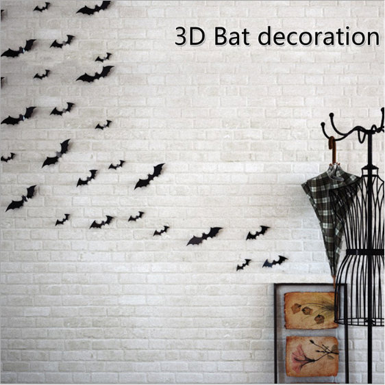 2024 New Happy Halloween Party DIY Stickers Display Window Decoration Supplies Set 3D Bat Decorative Wall Stickers