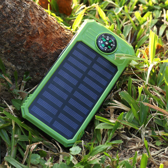 Manufacturer Cheap 20000mAh Waterproof Solar Power Bank with Compass Two Strong Flashlight Solar Charger 20000mAh with Hook Up