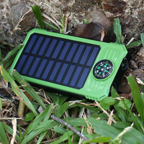 Manufacturer Cheap 20000mAh Waterproof Solar Power Bank with Compass Two Strong Flashlight Solar Charger 20000mAh with Hook Up