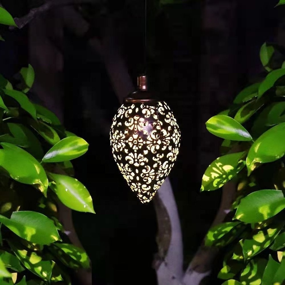 Waterproof Solar Garden Light LED Lantern Hanging Olive Shape Sensitive Sensor Control Solar Powered lamp