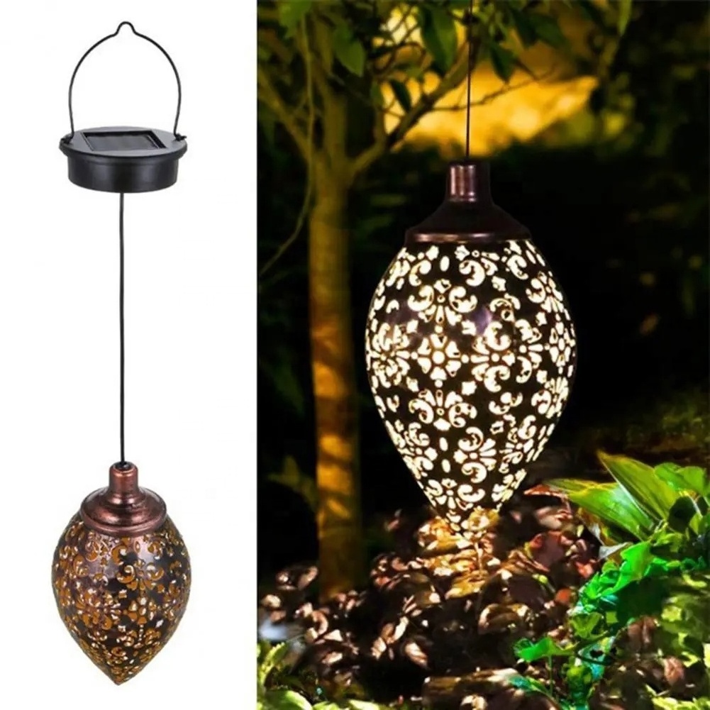 Waterproof Solar Garden Light LED Lantern Hanging Olive Shape Sensitive Sensor Control Solar Powered lamp