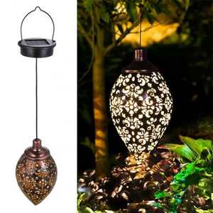 Waterproof Solar Garden Light LED Lantern Hanging Olive Shape Sensitive Sensor Control Solar Powered lamp