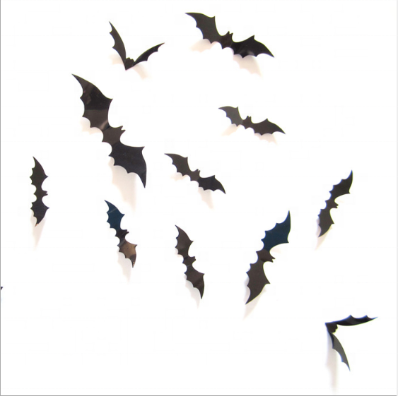 12pcs Halloween 3D Black Bat Decoration Wall Sticker for Halloween Party Bar Haunted House Decoration Supplies