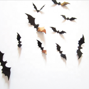 12pcs Halloween 3D Black Bat Decoration Wall Sticker for Halloween Party Bar Haunted House Decoration Supplies