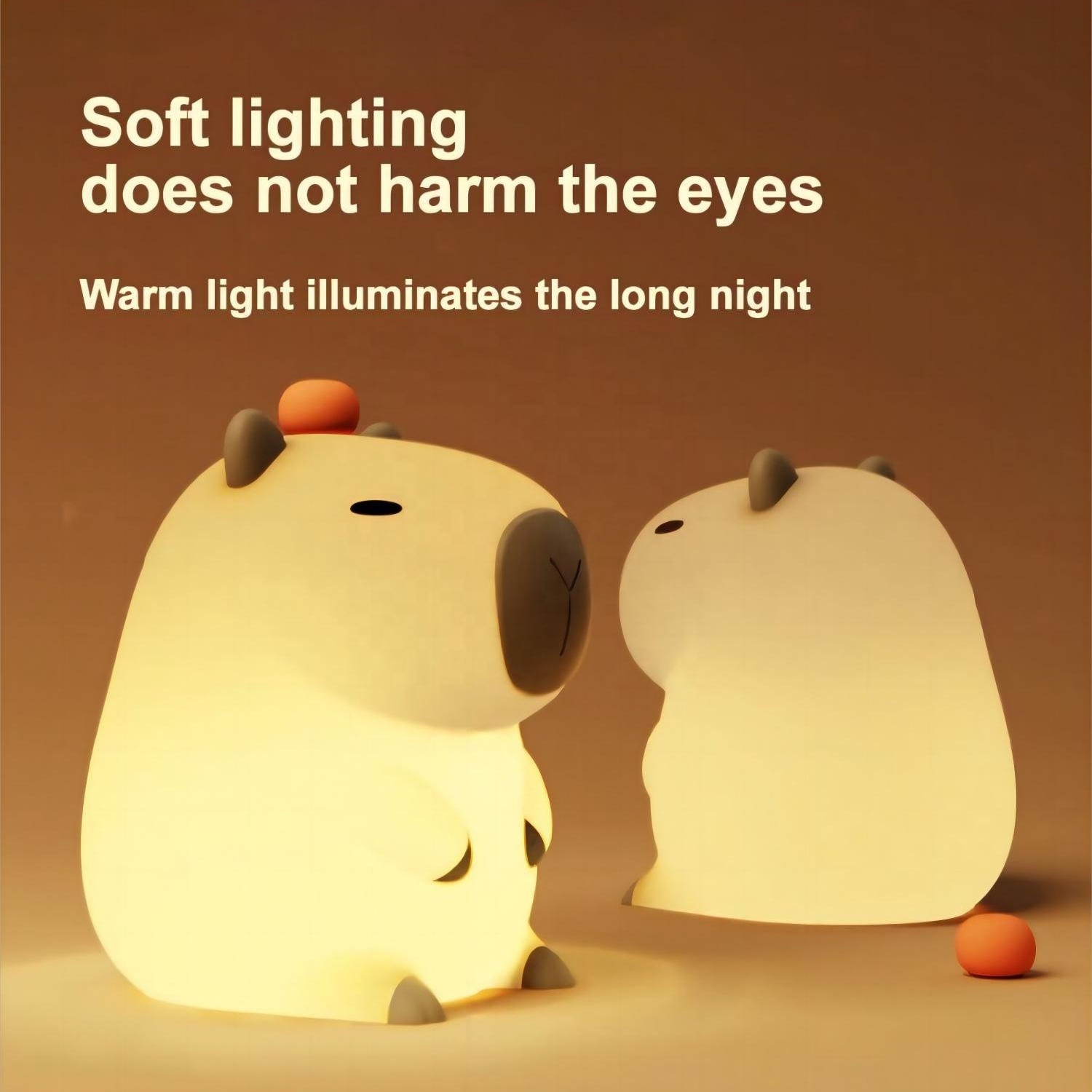 Cute Cartoon Capybara Silicone Night Light USB Rechargeable Timing Sleep Lamp For Children's Room Decor