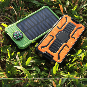 Manufacturer Cheap 20000mAh Waterproof Solar Power Bank with Compass Two Strong Flashlight Solar Charger 20000mAh with Hook Up