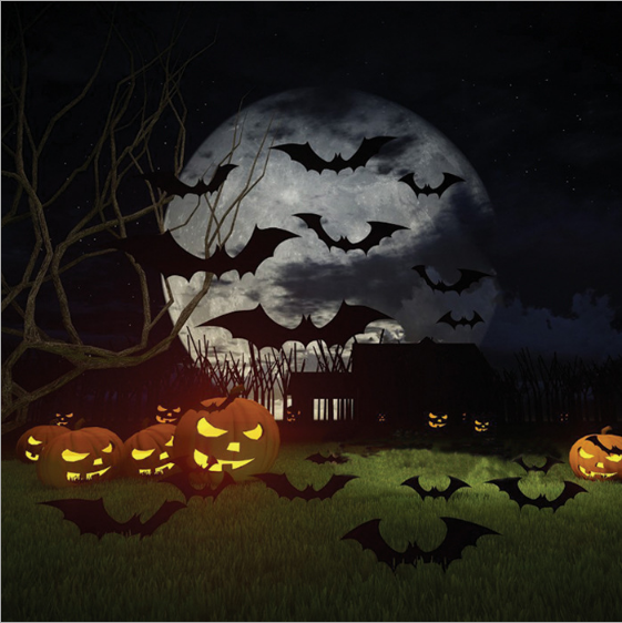 2024 New Happy Halloween Party DIY Stickers Display Window Decoration Supplies Set 3D Bat Decorative Wall Stickers