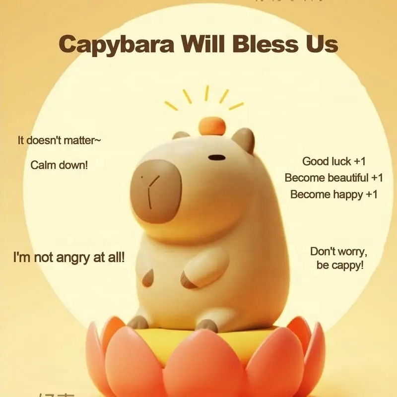 Cute Cartoon Capybara Silicone Night Light USB Rechargeable Timing Sleep Lamp For Children's Room Decor