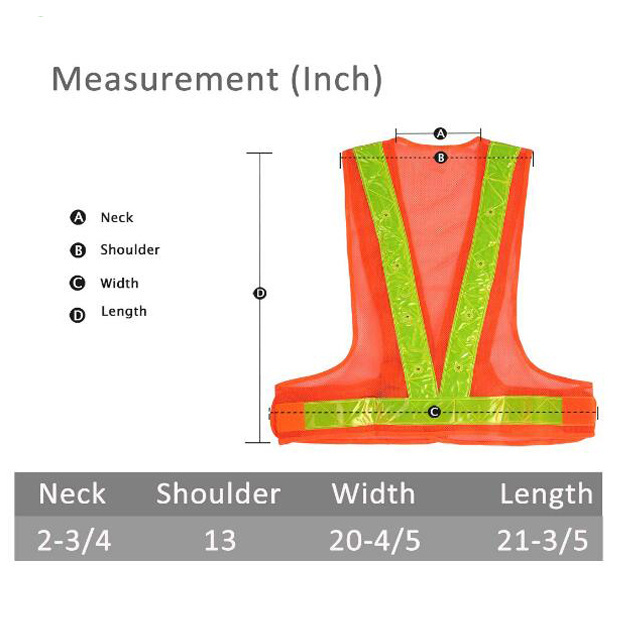 LED Light up Safety Vest with Reflective Stripes Cycling Traffic Outdoor Night Safety Warning Vest