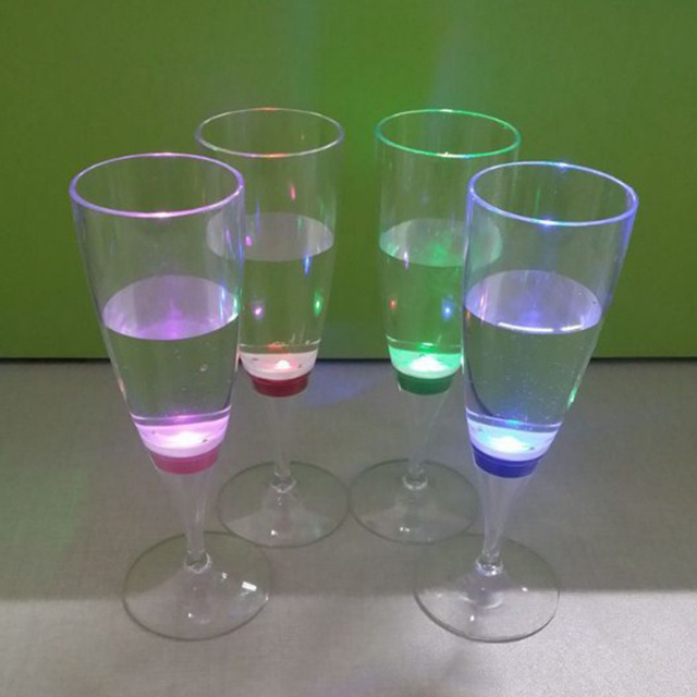 LED Wine Champagne Flute Glasses Homeya Water Liquid Activated Flashing Light Up Cup Blinking Cocktail Whisky Drinkware Glow Mug