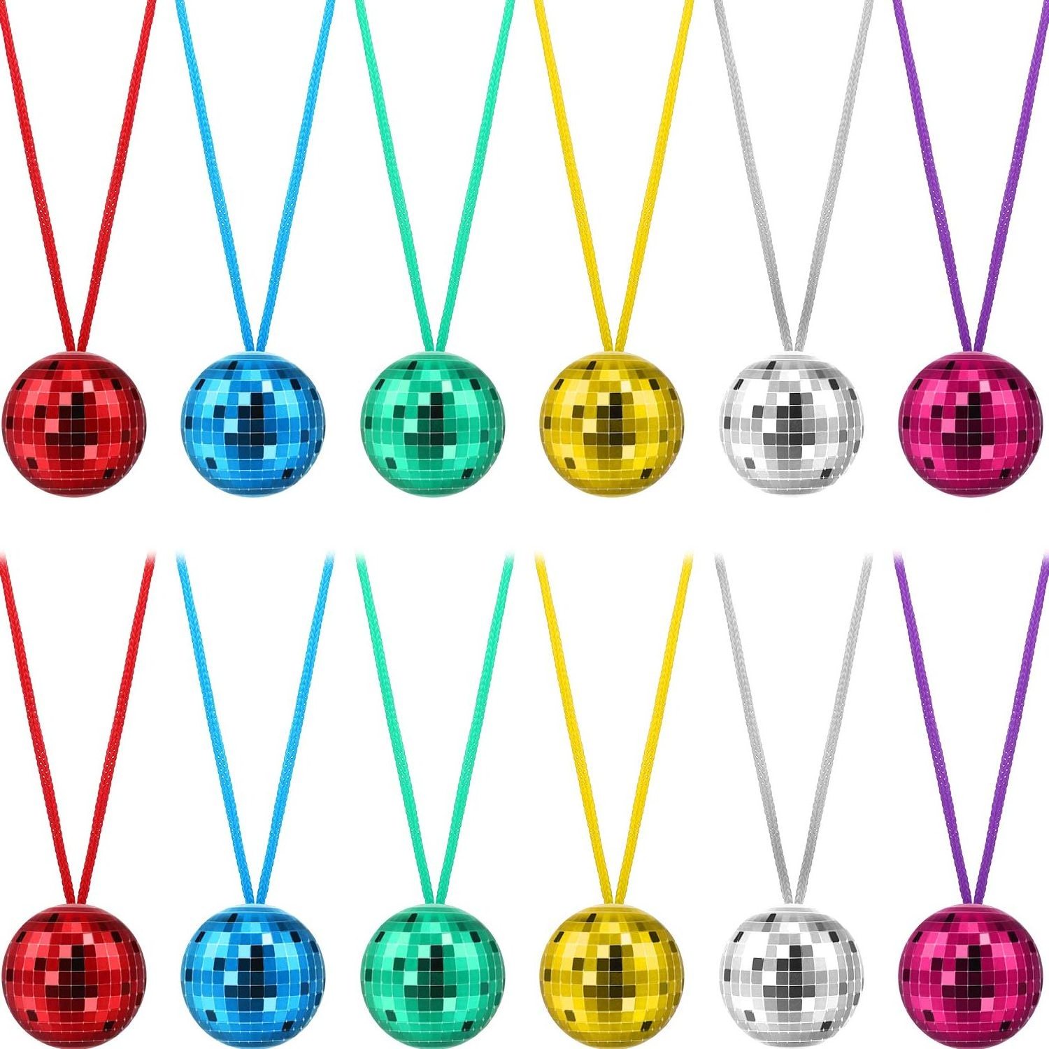 Disco Ball Necklaces Set of 12 Traditional Big Beads Necklace Mardi Gras Beads Party Favor