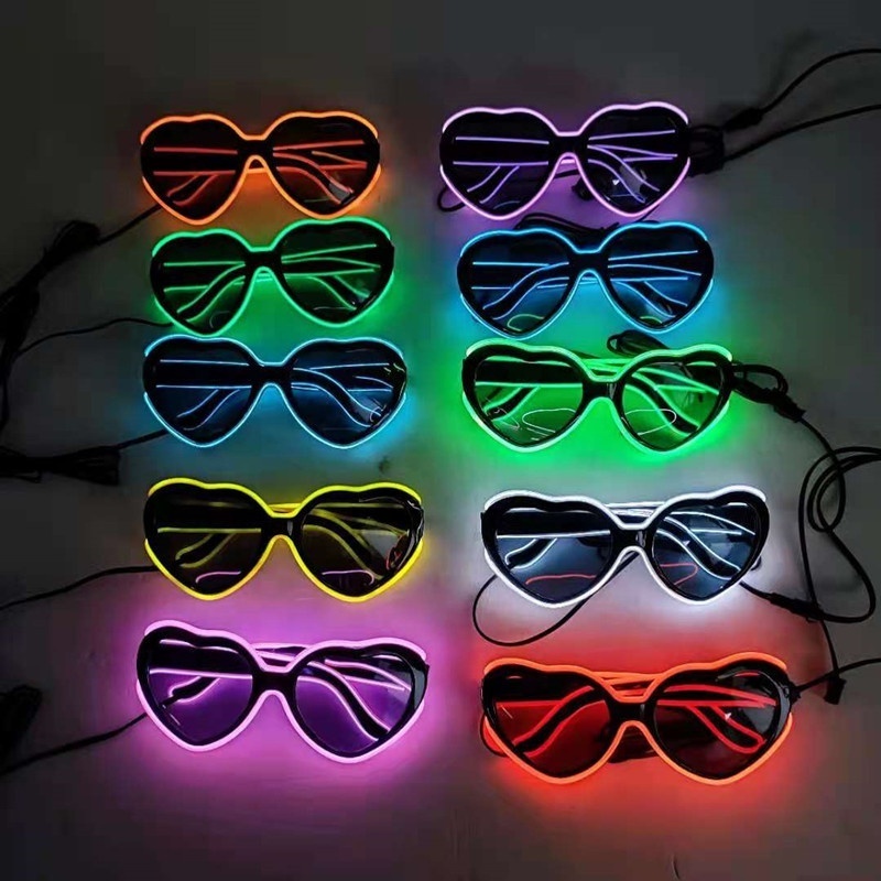 Led Flashing Sun Glasses Heart Shape Glow in Dark Glasses LED light up glasses