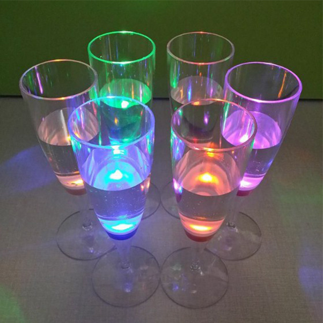 LED Wine Champagne Flute Glasses Homeya Water Liquid Activated Flashing Light Up Cup Blinking Cocktail Whisky Drinkware Glow Mug