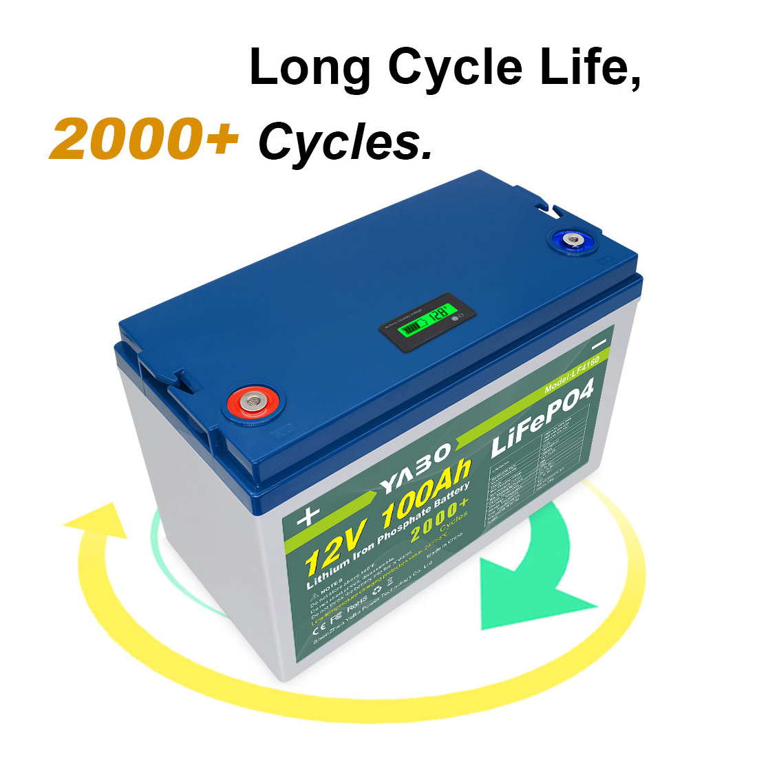 YABO High Quality Green Power Rechargeable Battery 12V 100Ah 12.8V LiFePO4 Lithium Ion LiFePO4 Battery Packs