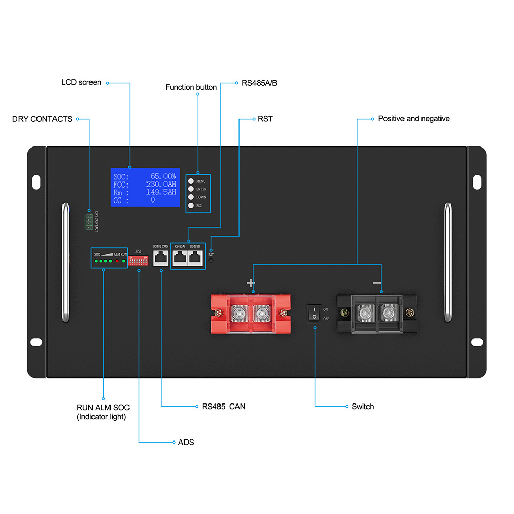 YABO Top Sale 48V 230Ah Energy Power Storage High Voltage Rack Mount Lifepo4 Battery Solar Battery 30 Kwh