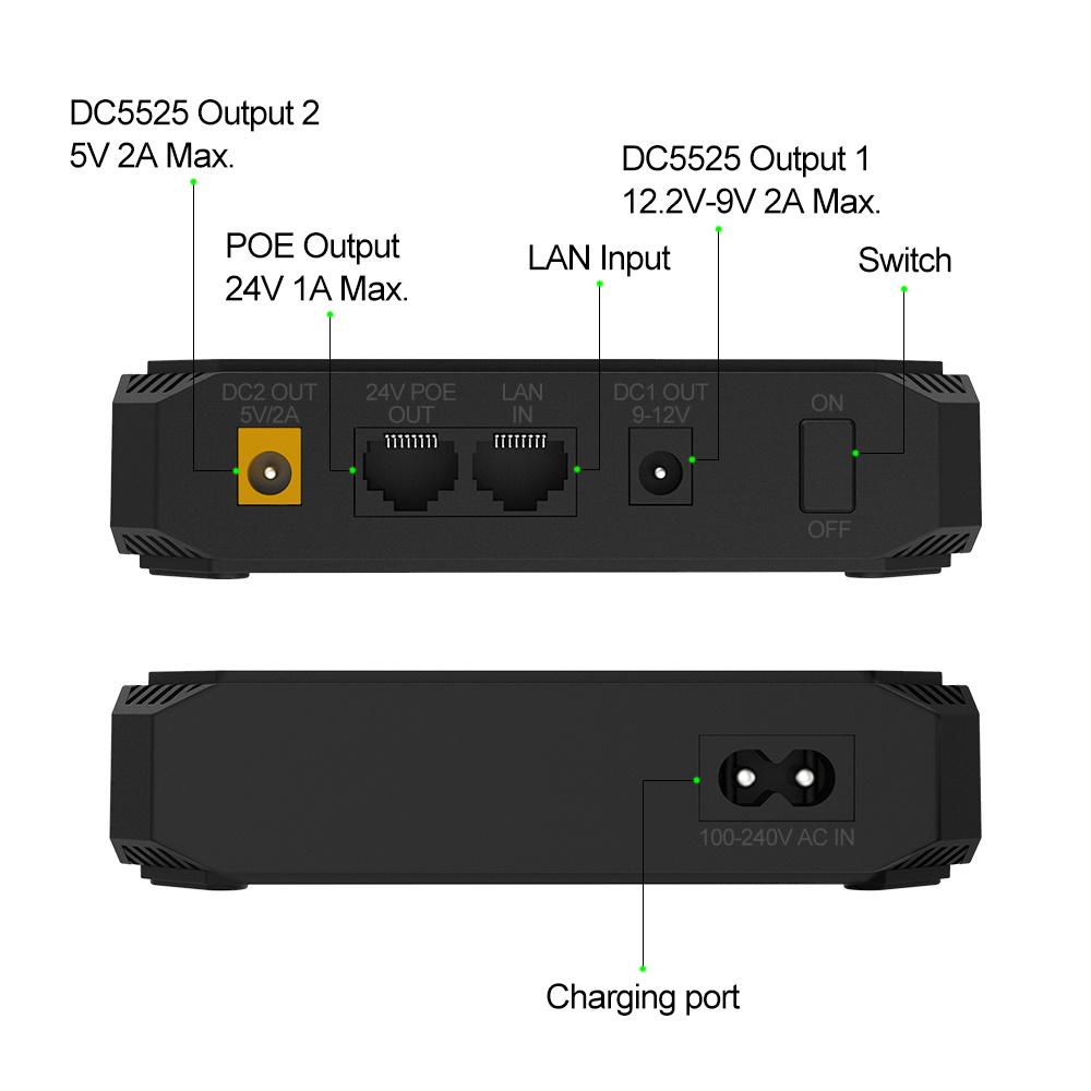 OEM ODM POE4103 Factory R and D  5V 9V 12V 24V POE Mini UPS 10.8V 2600mAh POE Power Supply Min DC UPS for Wifi Router