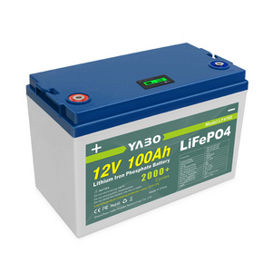 YABO High Quality Green Power Rechargeable Battery 12V 100Ah 12.8V LiFePO4 Lithium Ion LiFePO4 Battery Packs