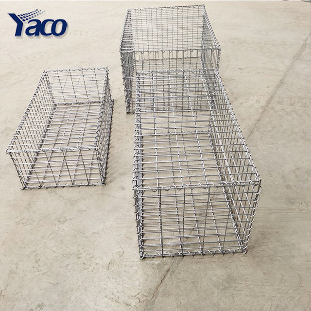 Hot dip galvanized welded GAW gabion mesh stone cage box basket fencing retaining wall cost / 1x1x0.5 Galfan wire gabions Canada