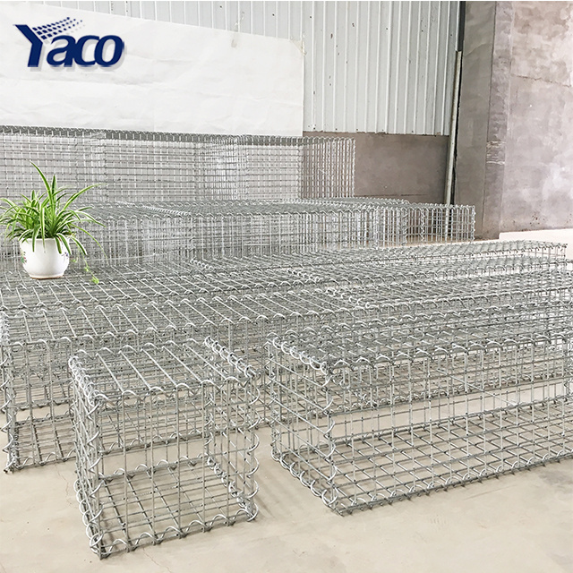 Hot dip galvanized welded GAW gabion mesh stone cage box basket fencing retaining wall cost / 1x1x0.5 Galfan wire gabions Canada