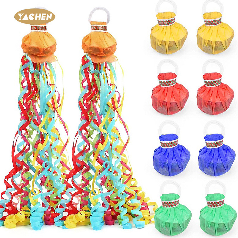 YACHEN No Mess Paper Crackers Hand Throw Paper Streamer Poppers Eco Friendly Wedding Birthday Party Decoration Supplies