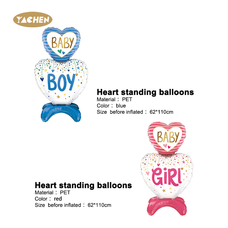 YACHEN Quality Standing Aluminum Foil Heart Cupcake Balloons Baby Shower Gender Reveal Party Decoration ballon globos