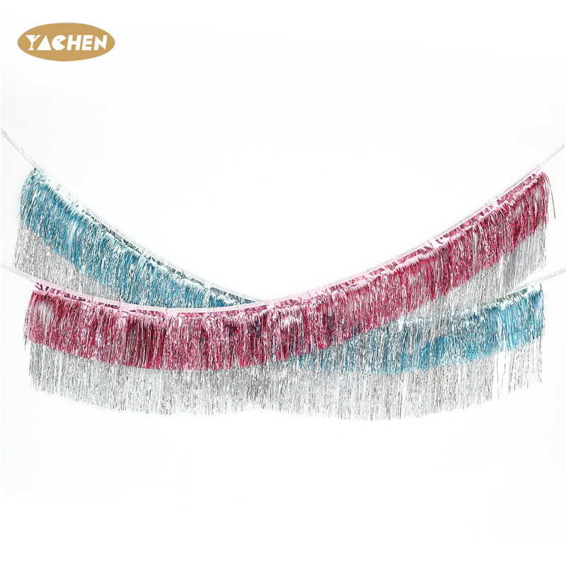 YACHEN Two Colors Foil Fringe Garland Metallic Tinsel Streamers Fringe Curtain Party Wall Hanging Decorations