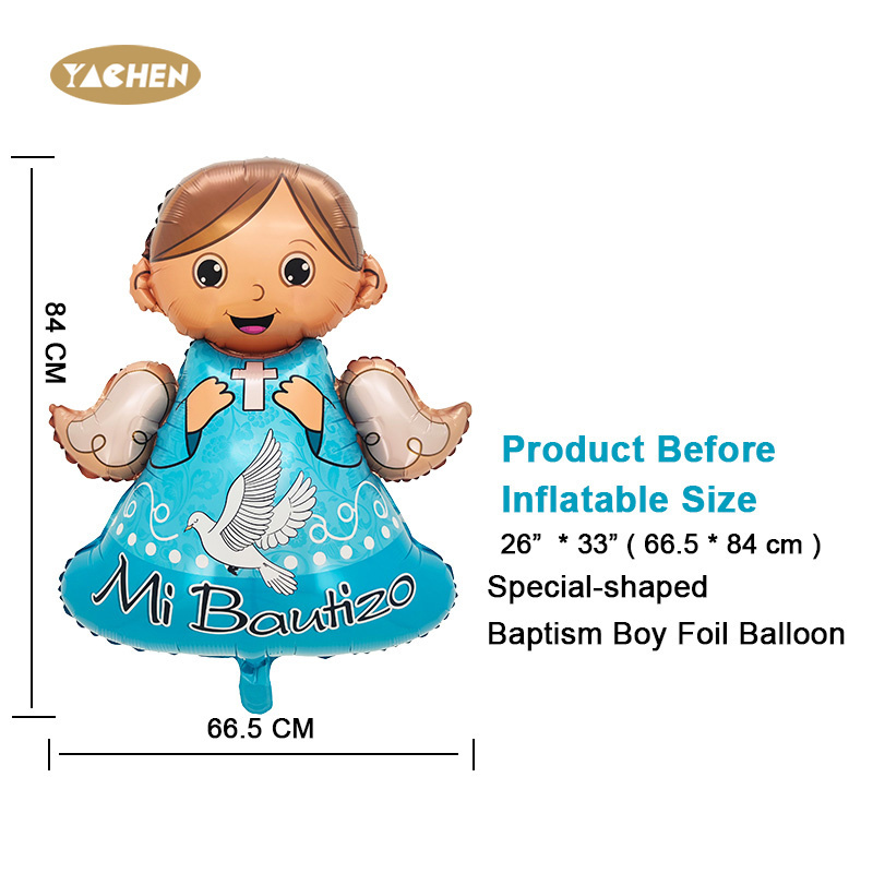 YACHEN Wholesale Mi Bautizo Decorations Aluminum Foil Balloons Baptism Baby Shower Gender Reveal Balloons