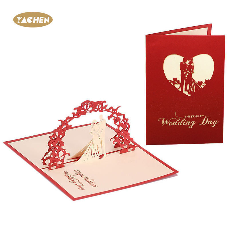 YACHEN Quality Luxury Wedding Invitations Cards Anniversary 3D Pop Up Greeting Card Valentines Day Gift Cards