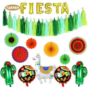 Yachen globos para fiesta party decorations paper fans fiesta banner aluminum foil fiesta cactus balloons