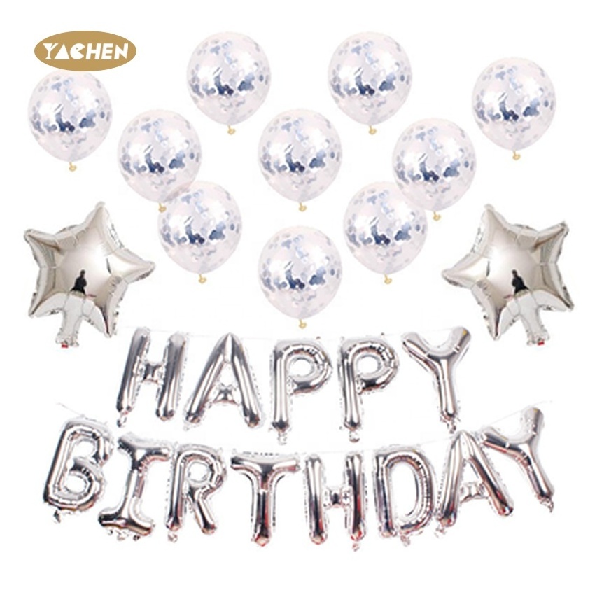 YACHEN globos party decorations high quality rose gold confetti foil happy birthday balloons set party decorations